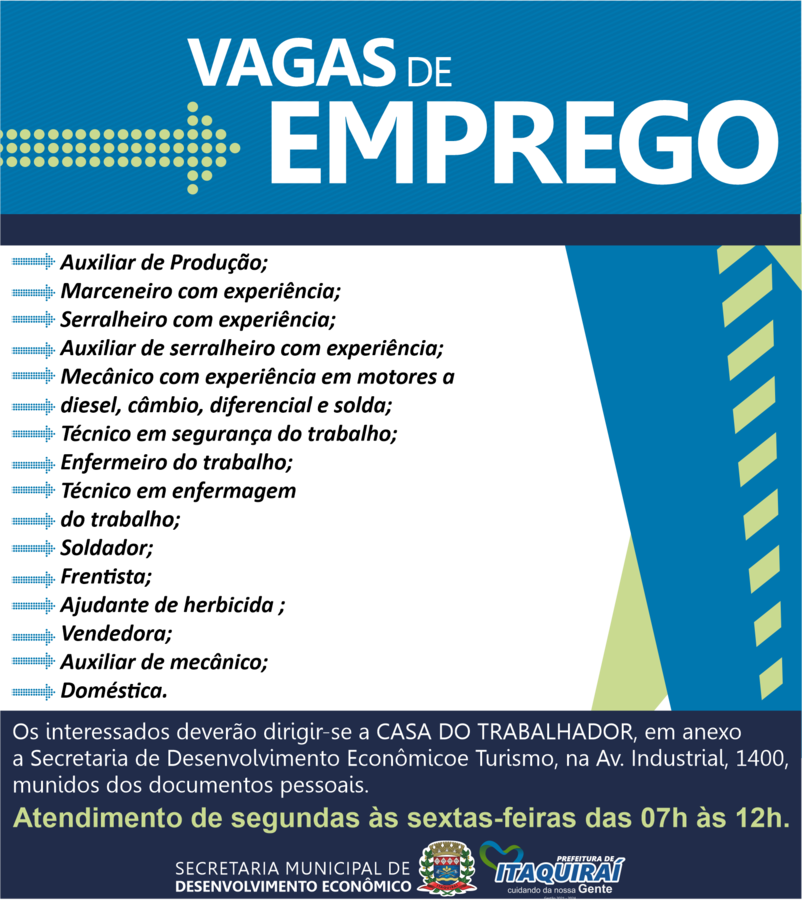 Confira as vagas de emprego disponíveis para está quinta-feira (18)