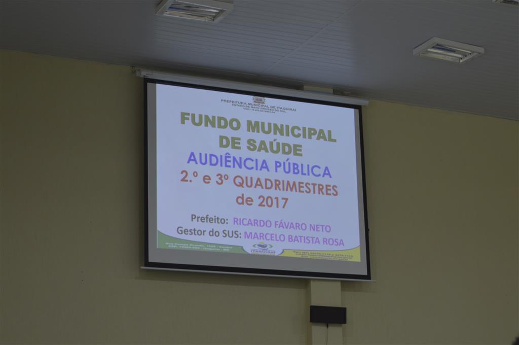 Governo de Itaquiraí comprova o cumprimento de Metas Fiscais do 2º semestre de 2017 e apresenta dados em audiência pública